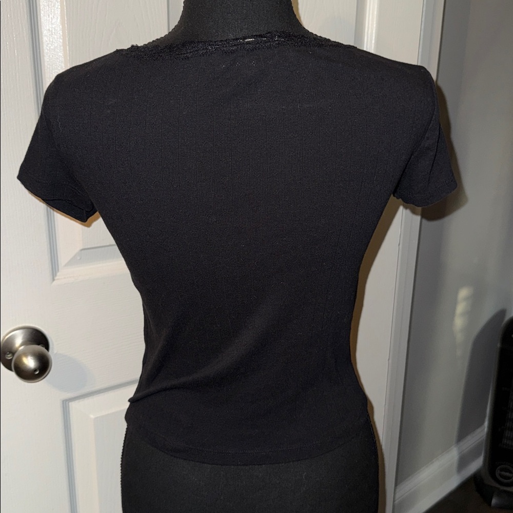 π€PINK REPUBLIC BLACK BABY TOP WITH LACE TRIM SIZE Sπ€ - Picture 8 of 8